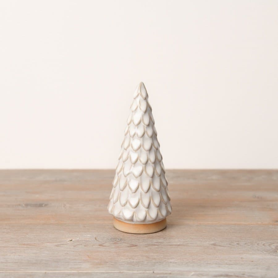 Scalloped ceramic Christmas tree, small