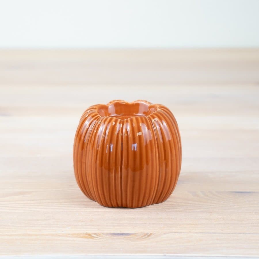 Ceramic pumpkin candle holder, 8.8cm