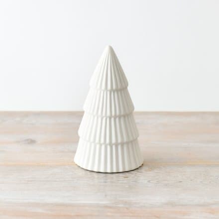 Shining white ceramic Christmas tree, 16.8cm