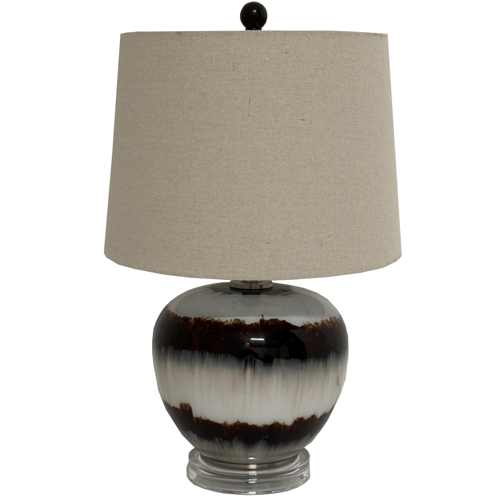 Sepia Shadows Squat Table Lamp With Linen Shade